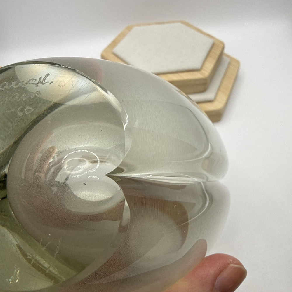 Vtg. MCM "Usva" art glass vase by Kaj Franck for Nuutajärvi Notsjö, Finland 5” - Picture 13 of 14